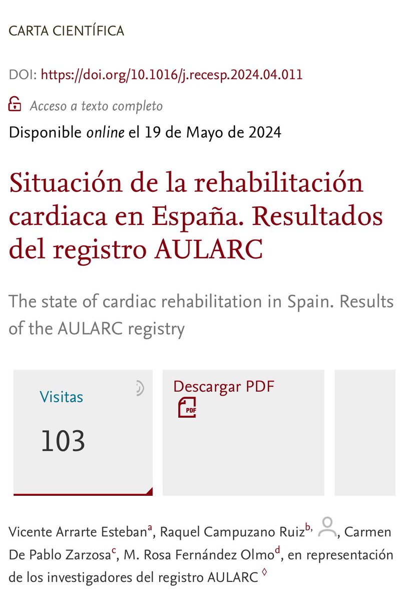 🚨Infografía muy interesante de @preventiva_SEC 🔗secardiologia.es/riesgo/multime… Por primera vez se publican los resultados de AulaRC 2022-2023 sobre los datos de las 92 Unidades de Rehabilitación Cardiaca en España en @RevEspCardiol 👏🏼👏🏼👏🏼🔝 revespcardiol.org/es-situacion-r…