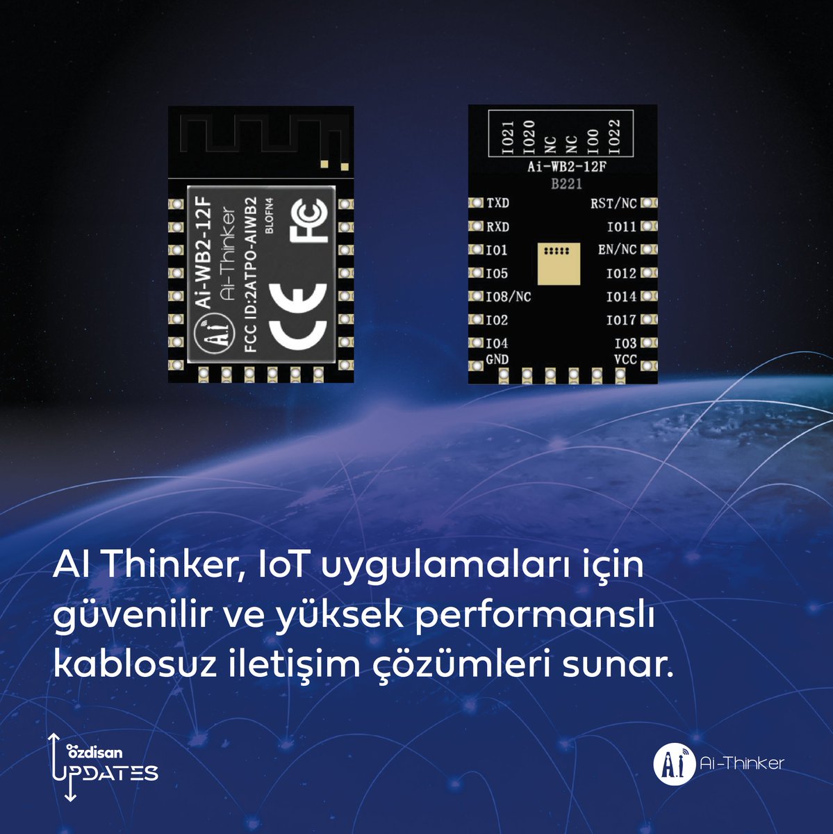 ozdisan's tweet photo. IoT ekosistemine yönelik kablosuz iletişim çözümleri sunan AI Thinker'ın başlıca ürün gamları arasında Bluetooth Module, ESP32, WiFi Module, LoRa Module ve 2.4H Module yer alır.
Ürün özellikleri ve detayları için;
👉 https://t.co/i6YNcTDO0U
#Özdisan #AIThinker #IoT https://t.co/3Gtub3ilXZ