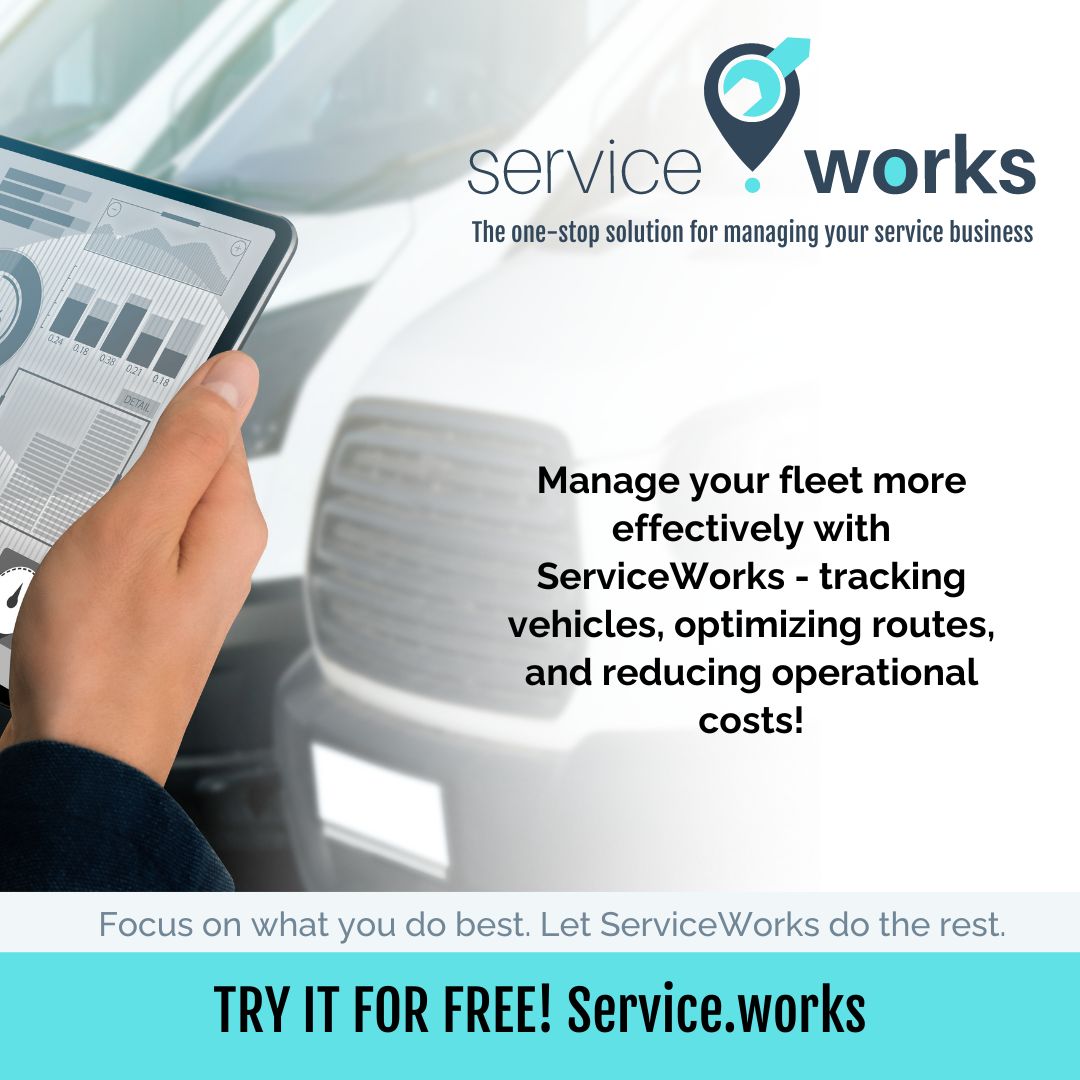 ServiceDotWorks's tweet image. Manage your fleet more effectively with ServiceWorks - tracking vehicles, optimizing routes, and reducing operational costs! 🚚🗺️ #ServiceWorks #FleetManagement