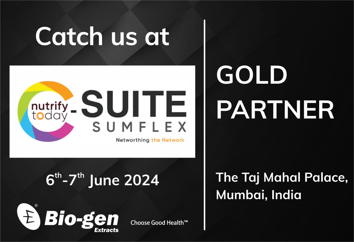 Unveiling the Future of Nutrition: NUTRIFY C-SUITE SUMFLEX 2024 

Join us in celebrating a monumental milestone as Bio-gen Extracts stands proudly as a prestigious Gold Partner alongside NUTRIFY TODAY at the illustrious NUTRIFY C-SUITE SUMFLEX 2024.

#ntcsuitesummit