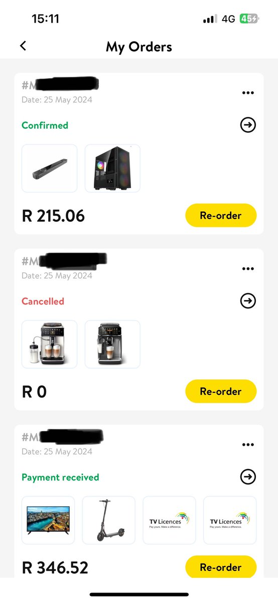 gani_arshad's tweet photo. @Makro_SA please explain this to me, Pic 1 are the prices I paid on the 25th of May, now when I went to my orders in pic 2, I see the quantity stayed the same but my prices have changed??? 

You say you going to refund, but you changing the price, JUST SEND OUR ORDERS!!! https://t.co/qDXeJlZMyP