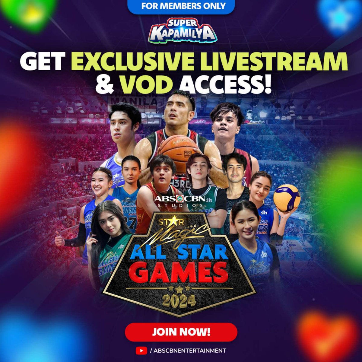 Here’s your online ticket to #StarMagicAllStarGames2024! 🏀🏐 Be a #SuperKapamilya now and score EXCLUSIVE LIVESTREAM and VOD access— just go to bit.ly/SuperKapamilya and click ‘JOIN’! #SuperKapamilya, if you’re an iOS user, you may use a desktop or an Android device to JOIN!