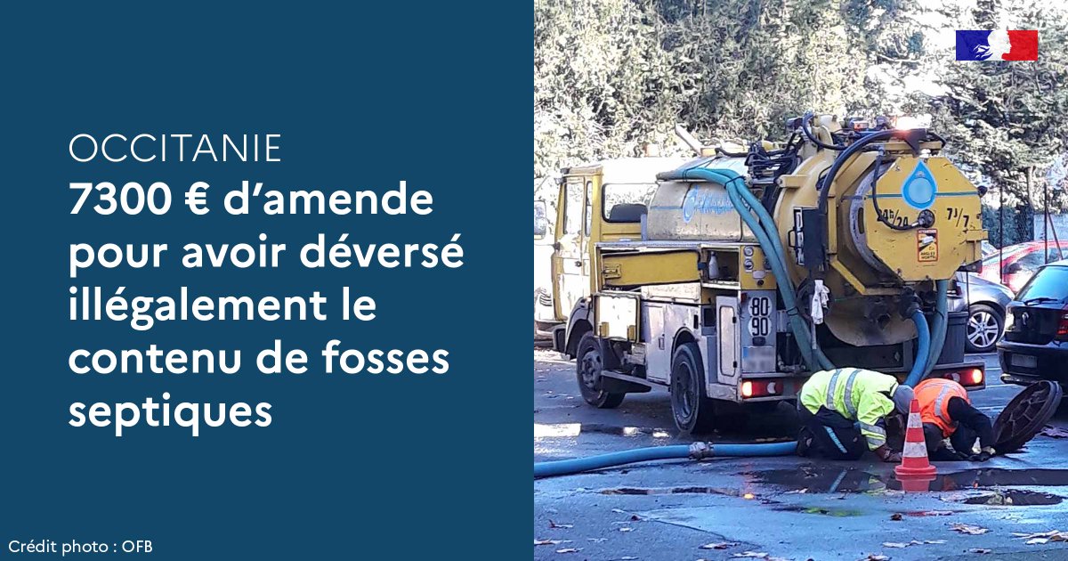 ⚖️ Le 10 mai 2024, suite à une enquête de l'OFB, le tribunal de police de Montpellier a condamné une entreprise d’assainissement pour avoir évacuer les matières issues des vidanges de fosses septiques directement dans le réseau d’eaux usées 👉 + d'infos : ofb.gouv.fr/actualites/730…