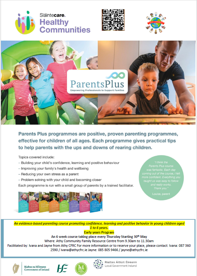 Parenting Plus progrmme in Athy, Co. Kildare. Practical tips to help parents with the UPS & DOWNS of rearing children. @slaintecare @HSECHO7 #athy #parentingplus #slaintecare