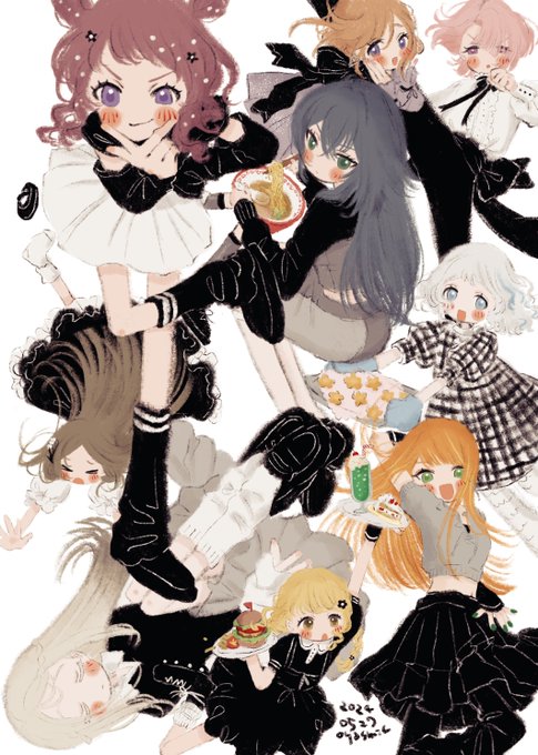 「6+girls closed eyes」 illustration images(Latest)