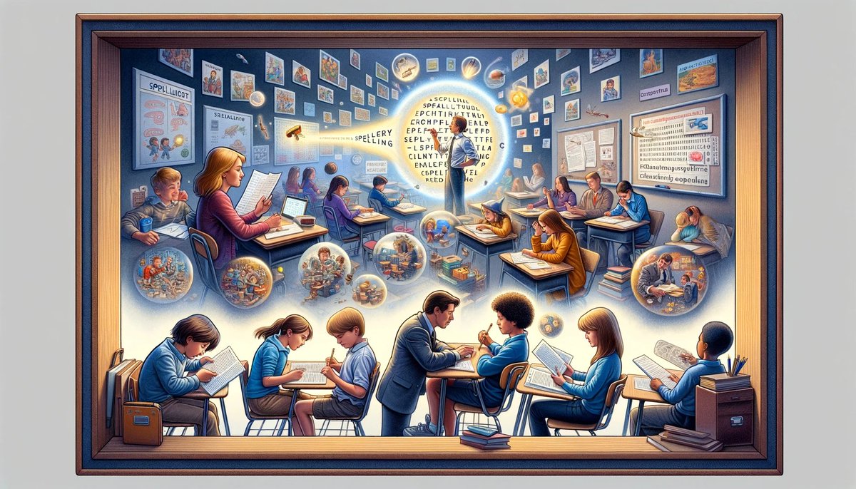 "Ultimately, whether a student can spell in a test is a moot
point; the point of spelling is to communicate clearly with others. " 

literacyworldwide.org/docs/default-s…