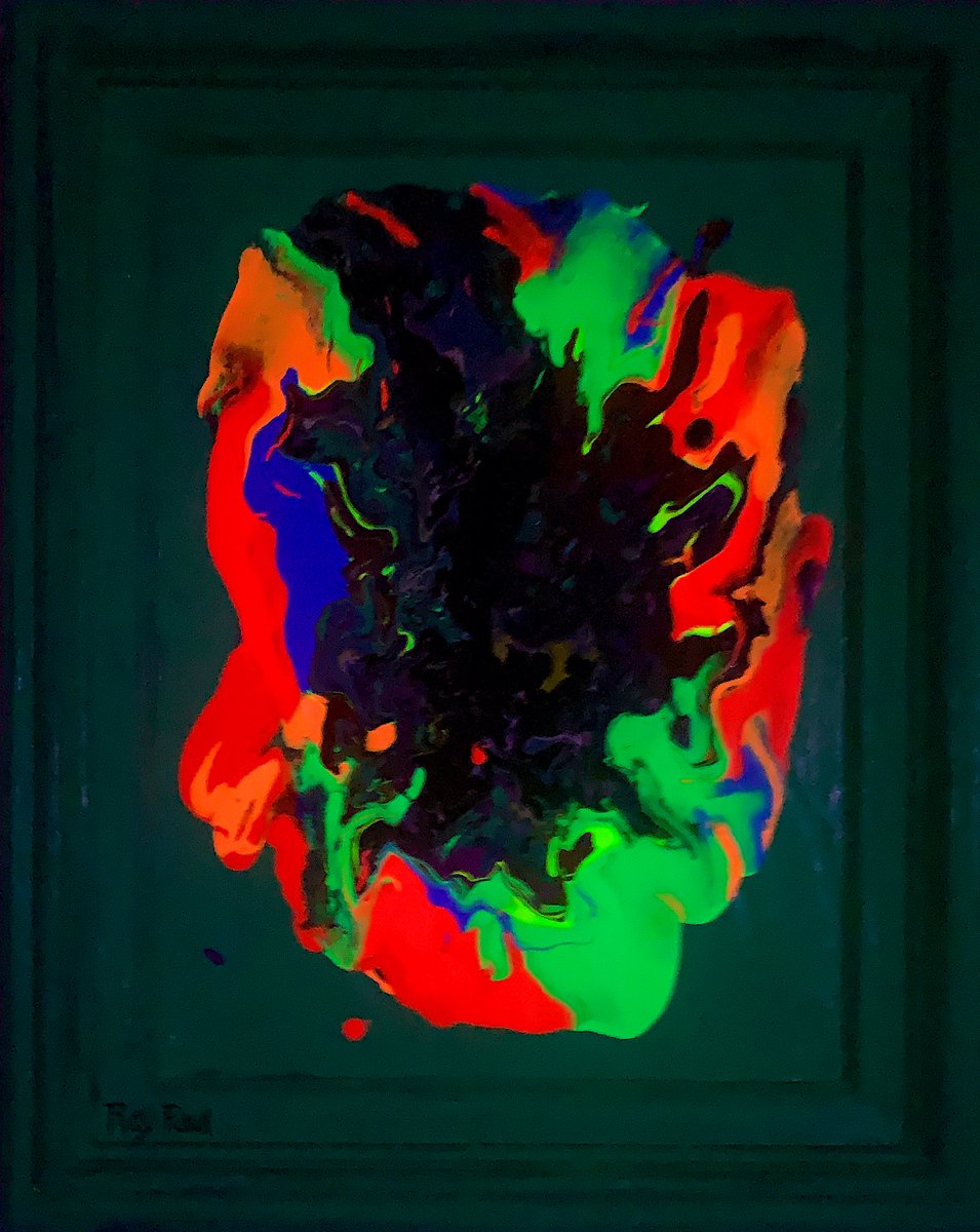 raypaul4's tweet image. "Teal Chakra Framed," acrylic, latex and enamel on canvas and frame, 17" x 21" 2024 #abstractart #abstractpainting #popexpressionism #neonart #chakraart #neonkundalini #neonpainting