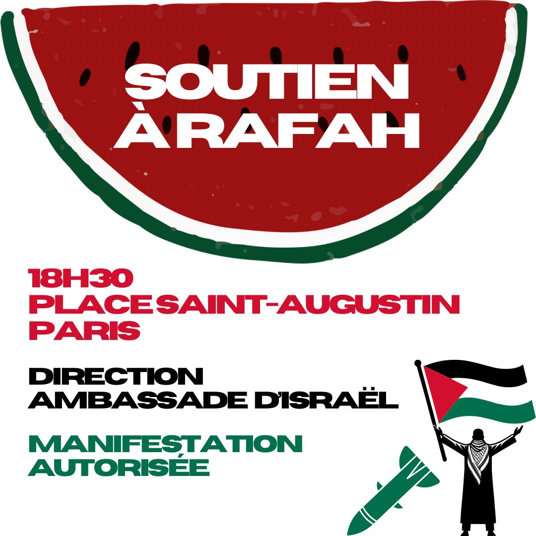 Rendez-vous ce soir à Paris. #AllEyesOnRafah