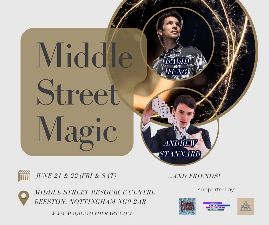 Excited to announce the first show since moving to Nottingham! 🎩 Join us @74msrc  in Beeston for close-up and stage magic. Collaborating  with magical friends to connect local and magic communities. Get your  tickets now! 🙂 #magic #beeston magicwonderart.com