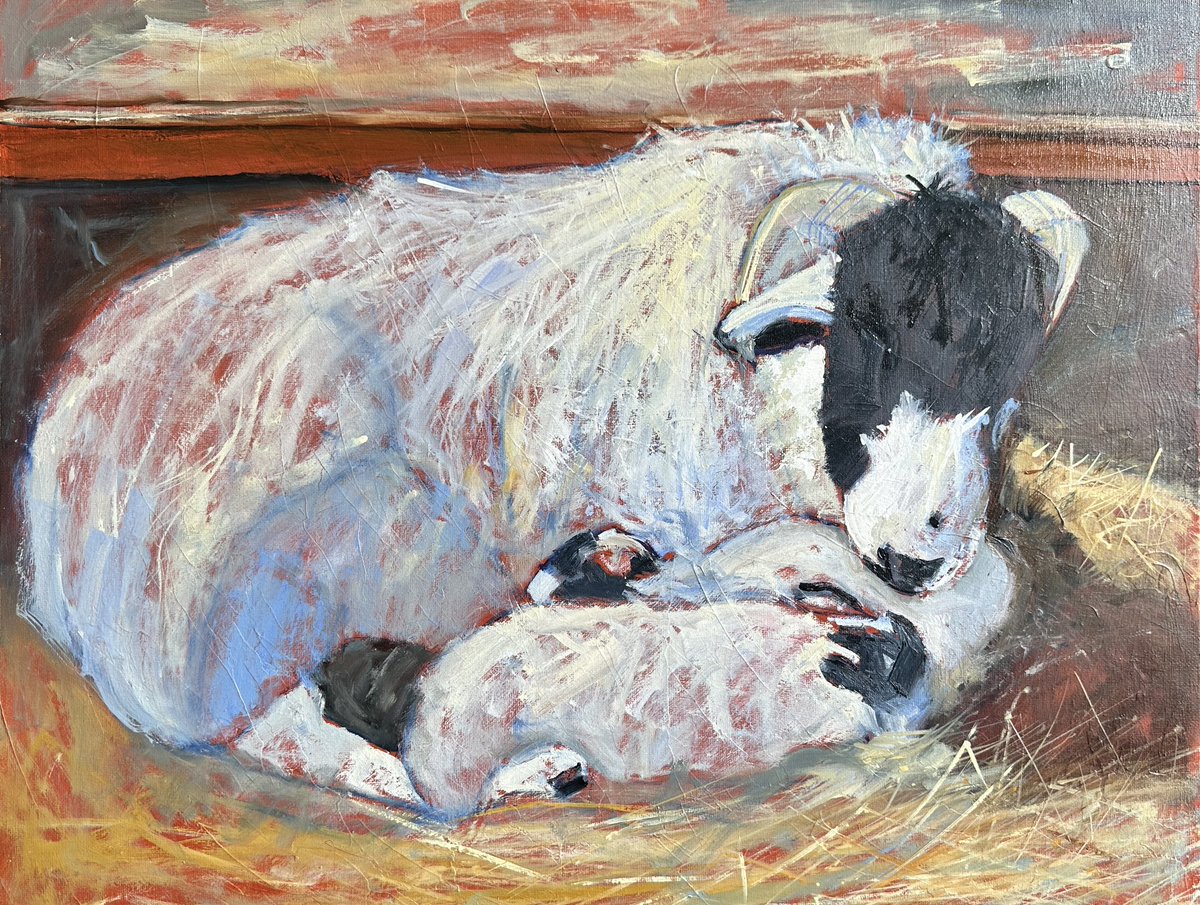 #WIP Twins from a fabulous reference photo from @woolismybread Taken awhile to get round to the #painting but has always been on my list. Thank you. #sheep #ewe #lambing #oils