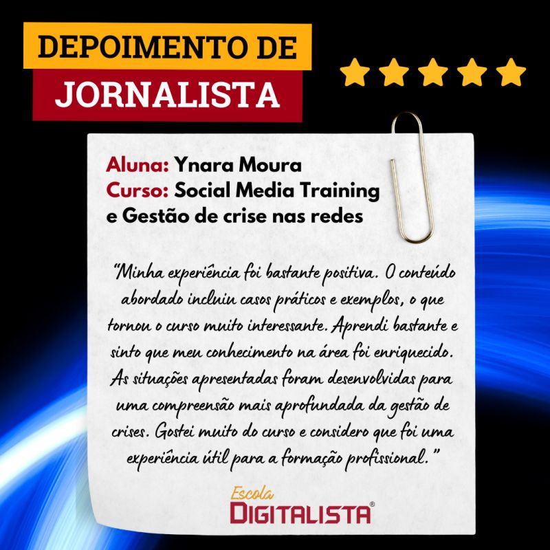 DigitalistaOfic's tweet photo. 🎓 No nosso curso online de Social #MediaTraining e #GestãoDeCrise nas redes, você aprende habilidades essenciais como #comunicador. Inscreva-se com 30% de desconto somente neste mês: https://t.co/gHOovuM22z

#EscolaDigitalista https://t.co/MrF2k6mZk4
