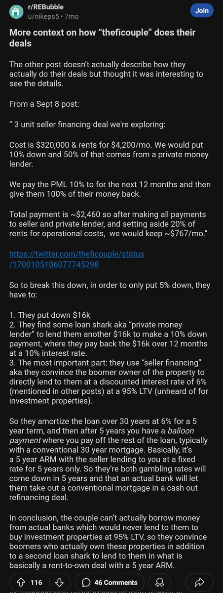 If you don't believe that the real estate market is a Ponzi scheme, read the post below from Reddit

Real estate is going to fall apart if rates stay this high for much longer

Remember: I'm not saying REAL ESTATE is a Ponzi, but the MARKET of buyers and sellers

A well known