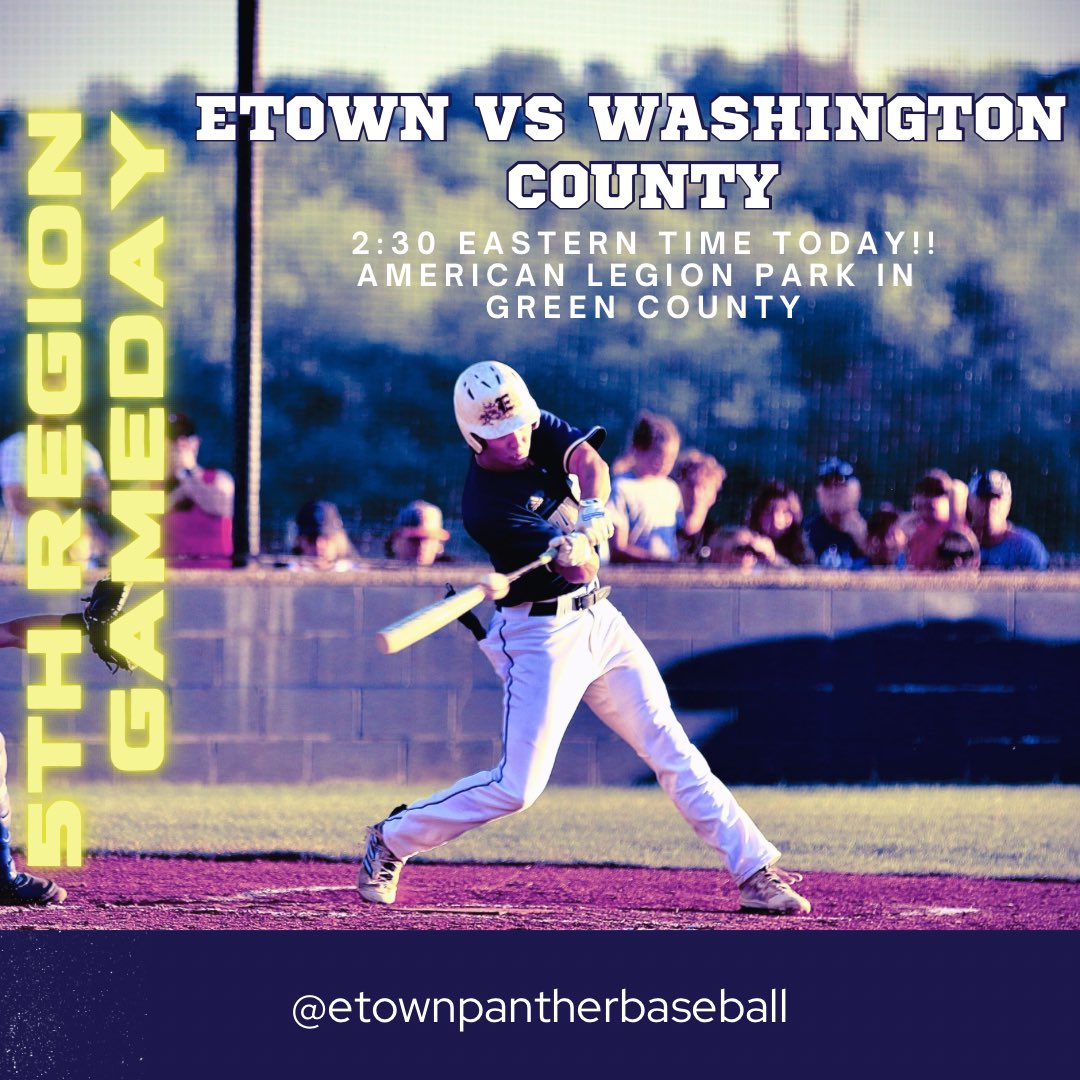 🐾⚾️ GAMEDAY!! The Panthers will open up the 5th Region Tourney this afternoon at 2:30 EDT vs Washington County! Let’s Go Panthers! 🎟️ $10 Cash Gate