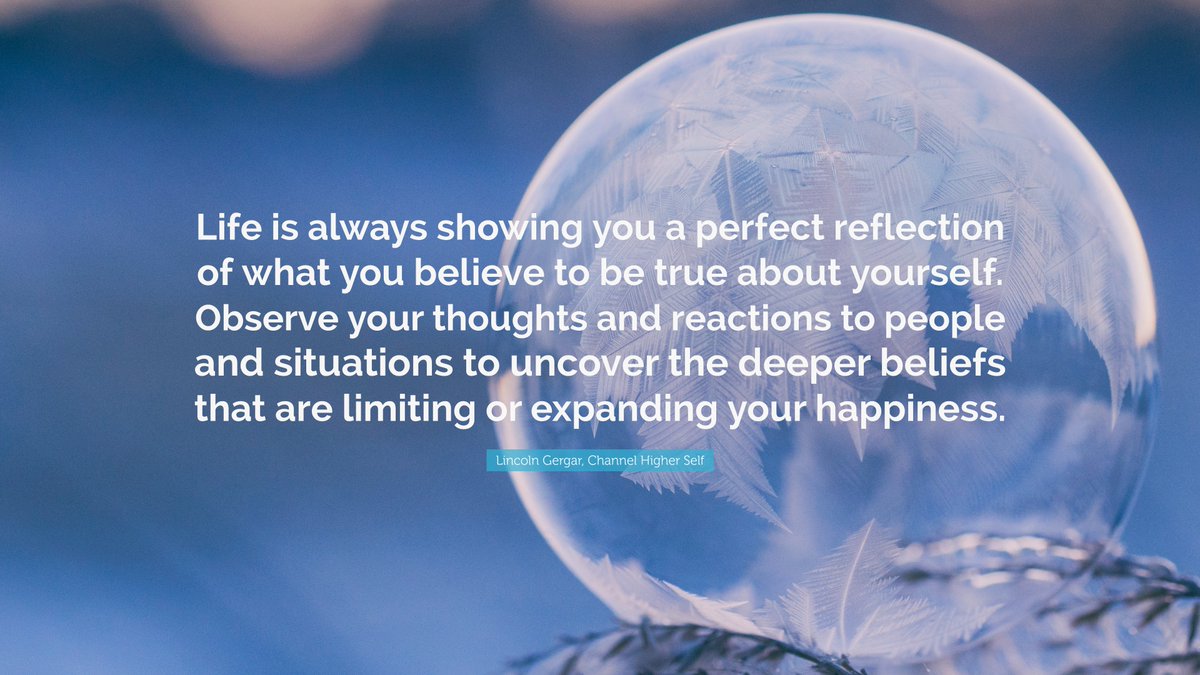 'Life is always showing you a perfect reflection of what you believe to be true about yourself. Observe your thoughts and reactions to people and...' - Lincoln Gergar, Channel Higher Self

#selfmastery #selfawareness #mindfulness #higherself #highestself #selfimprovement