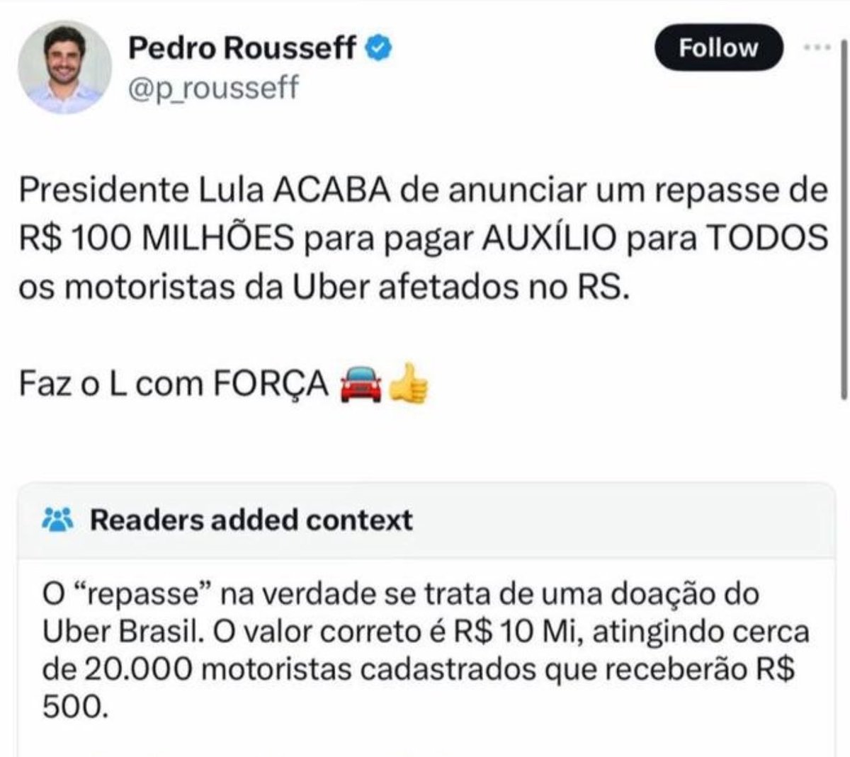 Todos os dias esse cara inventa uma mentira e essas 'empresas de checagem', o judiciário, a @secomvc e a turminha que vive falando de fake news, nada fazem contra ele.