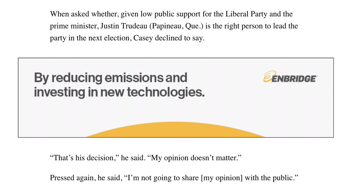 This is quite something. Liberal MP @SeanCaseyLPC won't say whether he thinks Justin Trudeau should lead his party into the next election. hilltimes.com/story/2024/05/…