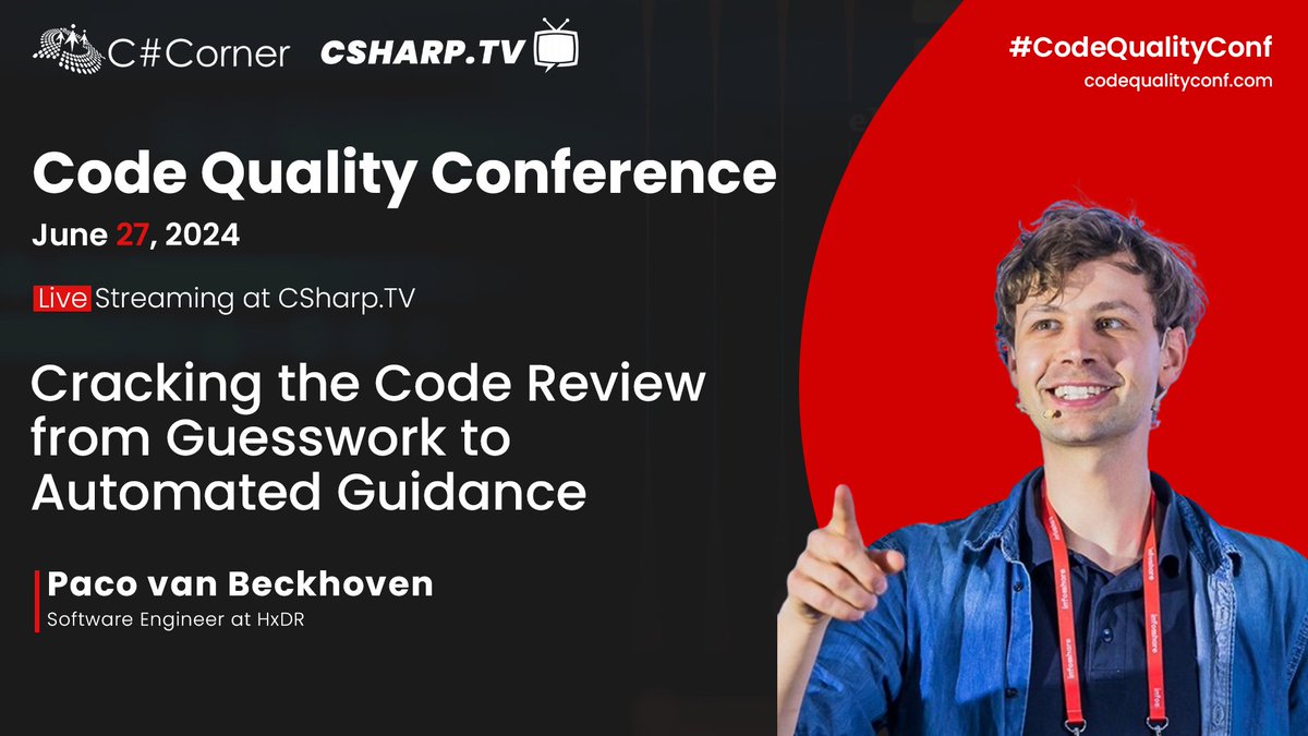 We are excited to announce our next speaker for #CodeQualityConf - 2024! Join @DevPaco, as he unveils the secrets to Cracking the Code Review: From Guesswork to Automated Guidance. A must-attend for all developers!

To know more visit: codequalityconf.com 

#CodeQuality