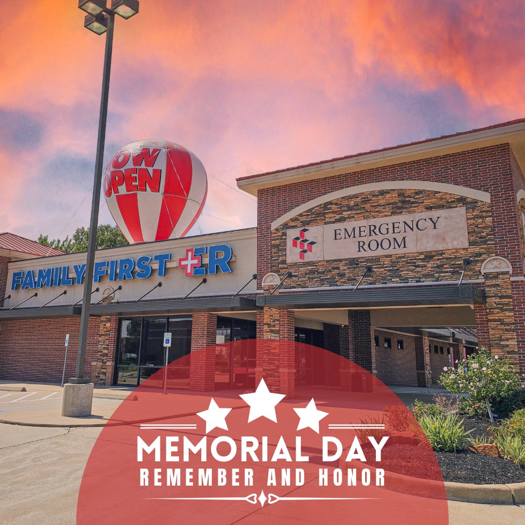 Every day, we salute the valiant heroes who sacrificed their lives for our liberty. ❤️🤍💙 Family First ER is available 24/7 this holiday to meet any emergency needs for you and your loved ones. #MemorialDay #Atascocita #FamilyFirstER