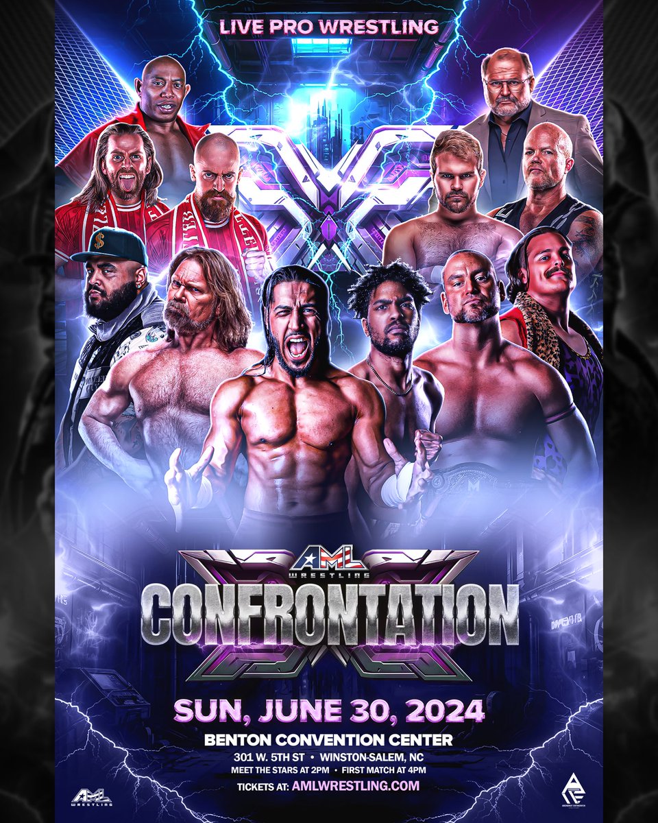 🚨AML Wrestling presents Confrontation Featuring Special Guests Mustafa Ali, Hacksaw Jim Duggan & Grizzled Young Vets. Also appearing: Arn Anderson, 2 Cold Scorpio, & AJ Francis 🎟 at amlwrestling.com/tickets 6/30/24 Winston-Salem, NC Meet the Stars at 1pm First Match at 4pm