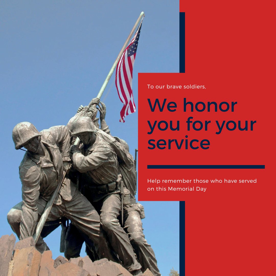 On this Memorial Day, we honor the brave men and women who have made the ultimate sacrifice for our country. Let's come together to remember and celebrate their lives, and express gratitude for their service. Wishing everyone a safe and joyous Memorial Day!