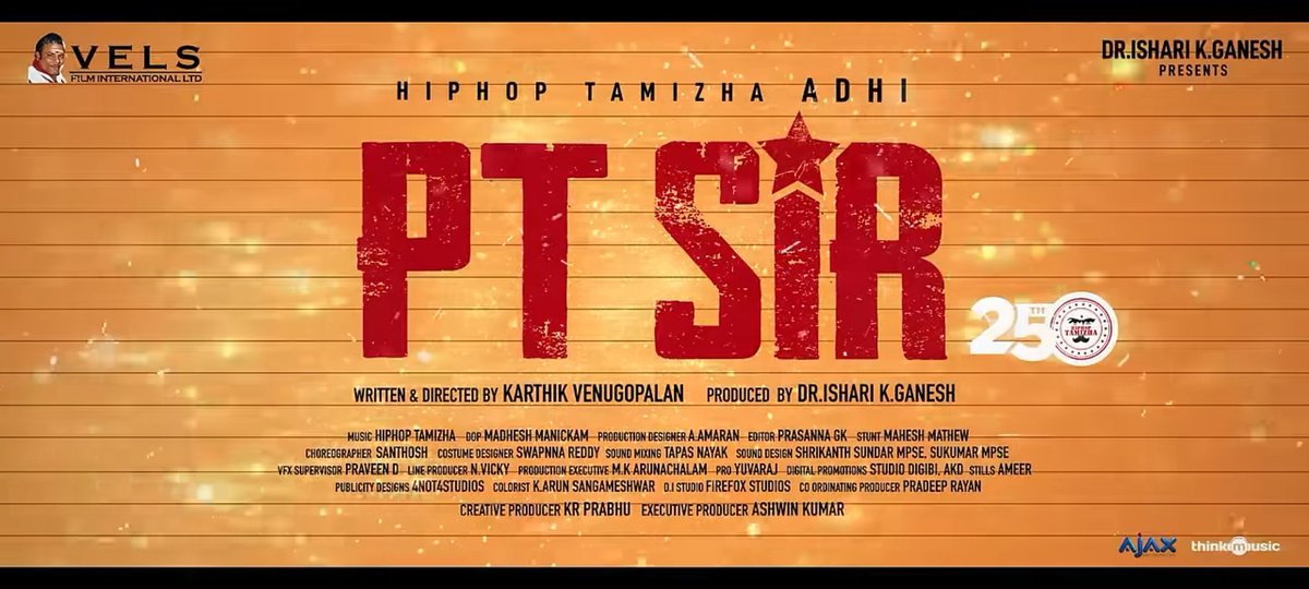 Media Critics Coin 🪙#PTSir as the Best Film of this season🔥

#PTSirRunningSuccessfully get your tickets on agscinemas.com

Film by @karthikvenu10

A @hiphoptamizha Musical 🎶 

#HHT25 @VelsFilmIntl