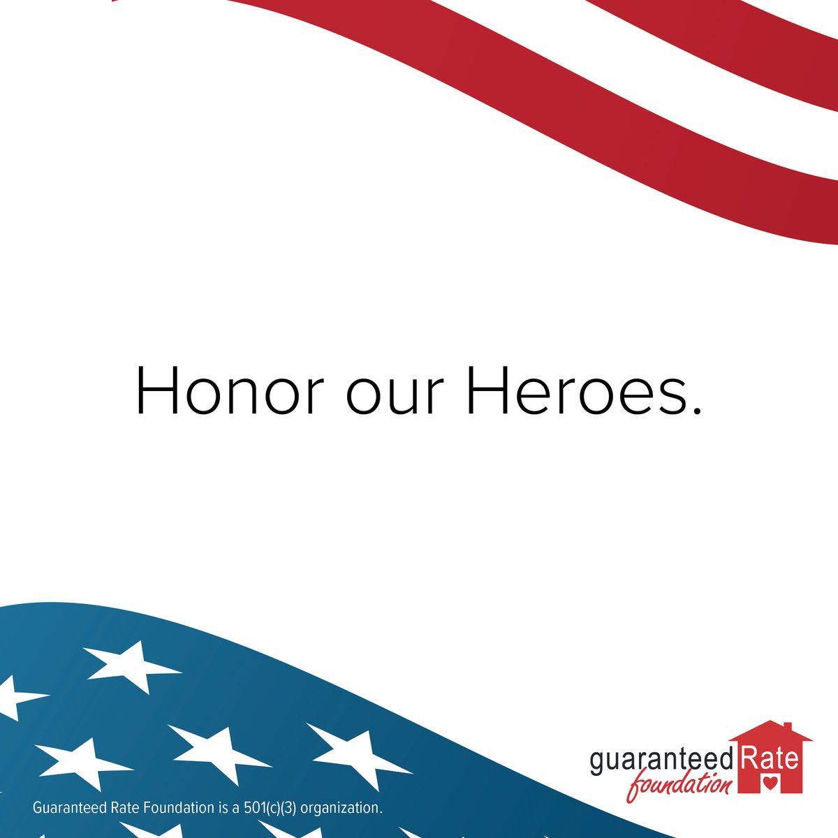 RateFoundation's tweet image. This Memorial Day, The Guaranteed Rate Foundation continues to remember and honor those who made the ultimate sacrifice for our country. We thank you for all you do.