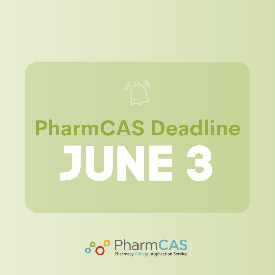 ⏰🚨 The last final (enforced) #PharmCAS deadline is June 3! If you plan to apply to #pharmacyschool in the 2023-2024 cycle, submit your completed application and supplemental materials within the next week.

#pharmacy #PharmD #futurePharmD #futurepharmacist #prepharmacy
23w