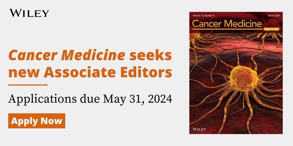 Wiley Oncology & Hematology (@wileyonc_hem) on Twitter photo 📣 Last chance!
Cancer Medicine (<a href="/CancerMedicineJ/">CancerMedicine</a>), an #OpenAccess sound science journal, is seeking applications for the role of Associate Editor.
📅 Deadline: May 31, 2024
Find out how to apply below.
ow.ly/x9XB50QX36h 📣 Last chance!
Cancer Medicine (<a href="/CancerMedicineJ/">CancerMedicine</a>), an #OpenAccess sound science journal, is seeking applications for the role of Associate Editor.
📅 Deadline: May 31, 2024
Find out how to apply below.
ow.ly/x9XB50QX36h