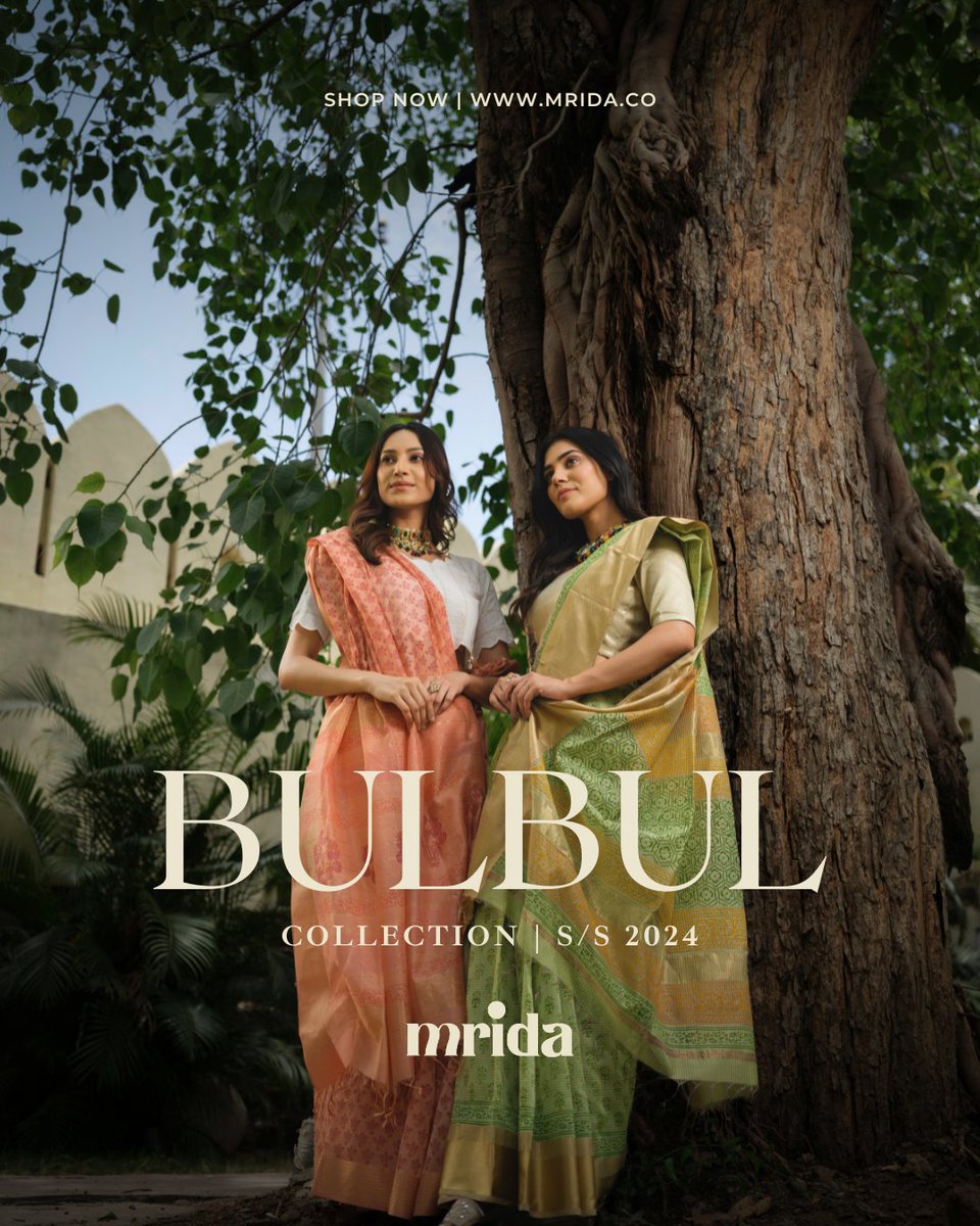 Inspired by nature's vibrant palette, our #SpringSummer '24 Bulbul Collection is a celebration of effortless elegance and playful style✨

Hand-block printed Maheshwari cotton silk sarees, perfect for every occasion. #handloom #sarees 
#MridaSarees #HandloomHeritage #MadeInIndia