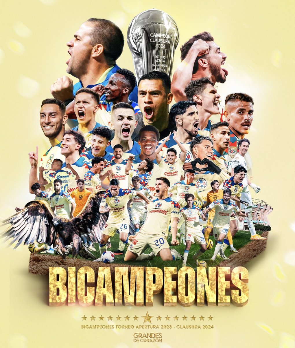 Felicidades Aguilas por la 15 
Bicampeon del fútbol Mexicano 
#aguilas #America #lafieradeportiva