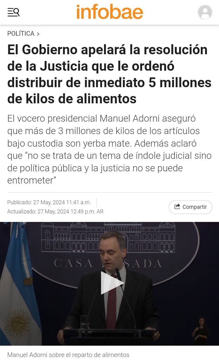 La política de Estado del gobierno de Javier Milei: hambrear al pueblo. Van a apelar el fallo que los obliga a distribuir la comida para los más necesitados. Prefieren que se pudra en un galpón antes que repartirla. Más soretes no se consigue