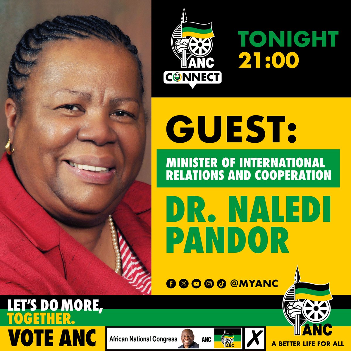 Join us tonight for episode 12 of the #ANCConnect Podcast as we look to tell our own stories, with our guests, the Minister of International Relations and Cooperation, Dr. Naledi Pandor. Tune into our YouTube Channel at 21:00pm WATCH: youtube.com/@MyANC?feature…