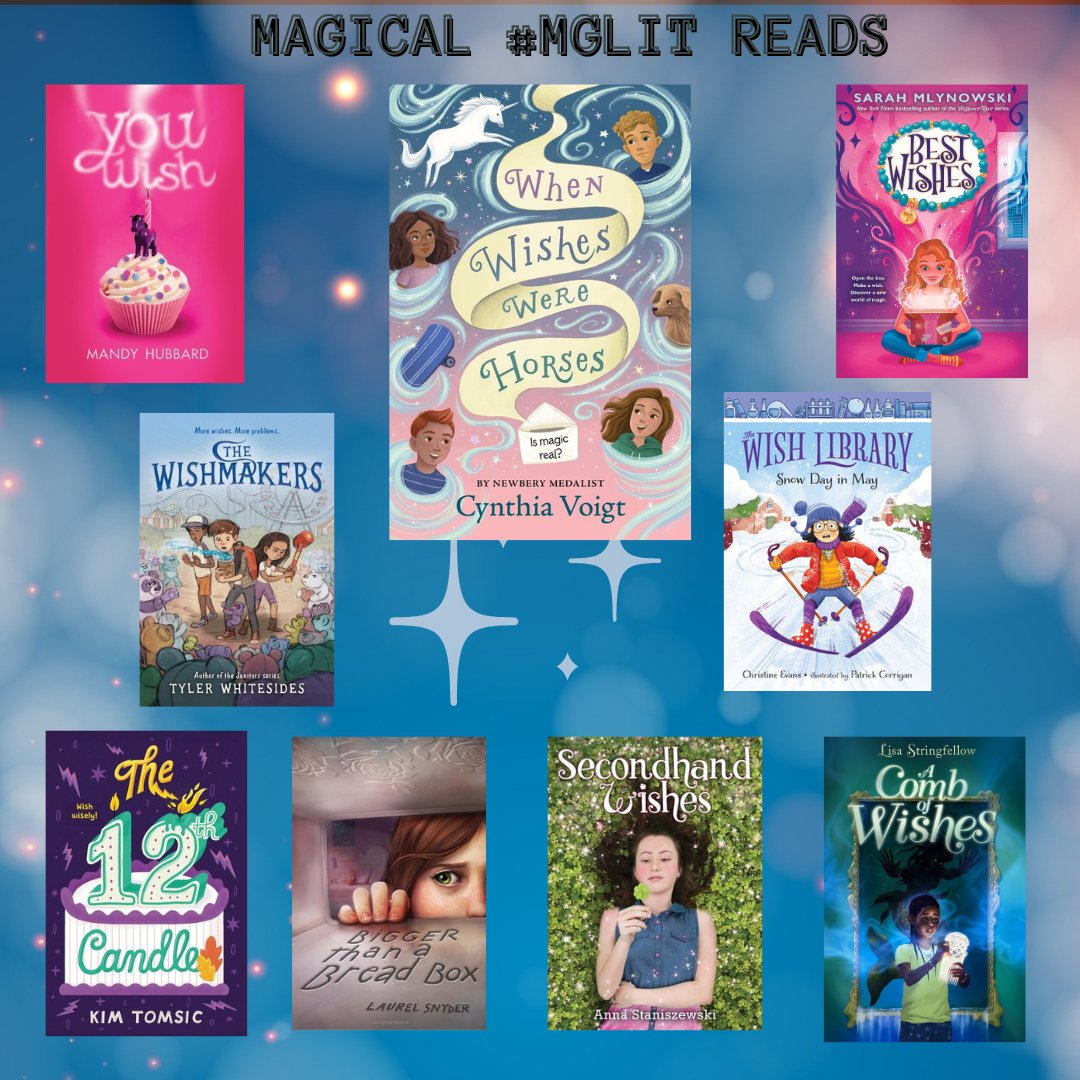 What #MGLit books about WISHES should we read while waiting for Voigt's @GreenwillowBook 8/13/24 WHEN WISHES WERE HORSES? Definitely @LaurelSnyder BIGGER THAN A BREADBOX @EngageReaders COMB OF WISHES and @SarahMlynowski @debbierigaud @soontornvat BEST WISHES series!
