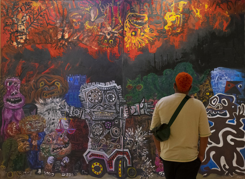 BellasArtesAR's tweet image. #Berni #Hoy a las 18, el ciclo de visitas guiadas “Obras destacadas” pondrá en foco “Pesadilla de los injustos” (1961), el díptico de gran tamaño donde figuras monstruosas agitan los sueños de quienes dan forma al mundo inequitativo de su personaje pictórico Juanito Laguna.