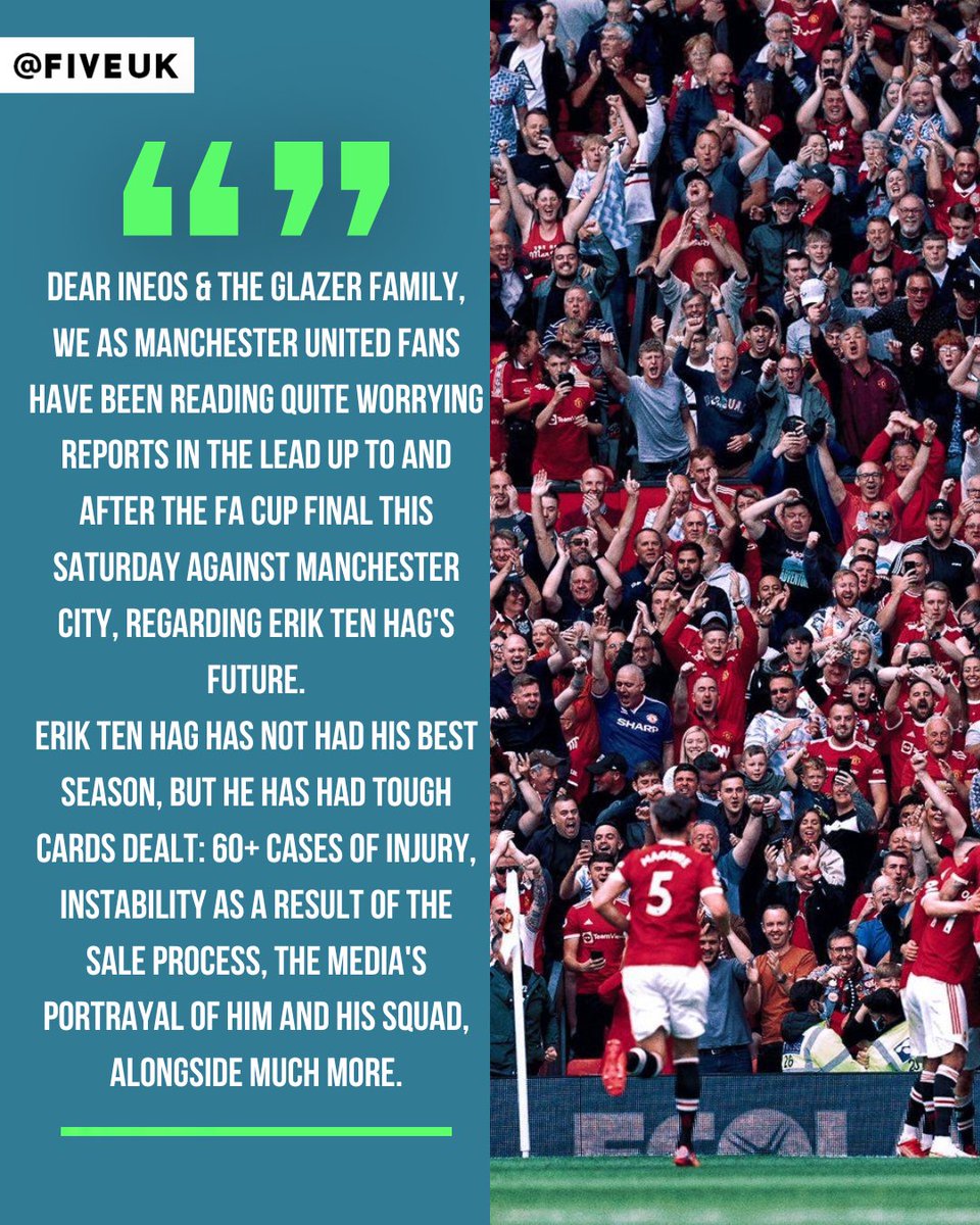 RioMeets's tweet image. 🔴 Manchester United fans online have written an open letter to INEOS regarding the job security of Erik ten Hag 📝