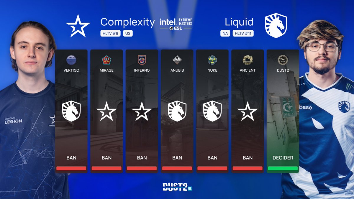We've got our first Dust2 of @IEM Dallas 2024! It's @ComplexityCS versus @TeamLiquidCS on this outlet's favorite map. Time to get into it! 📺:twitch.tv/eslcs