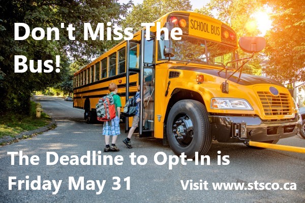 stsco_ca's tweet image. Are you planning on using the School Bus next September? Families who are eligible for transportation must confirm their children's intent to ride the school bus next year by opting-in. Visit stsco.ca for further details @PVNCCDSB @kprschools
