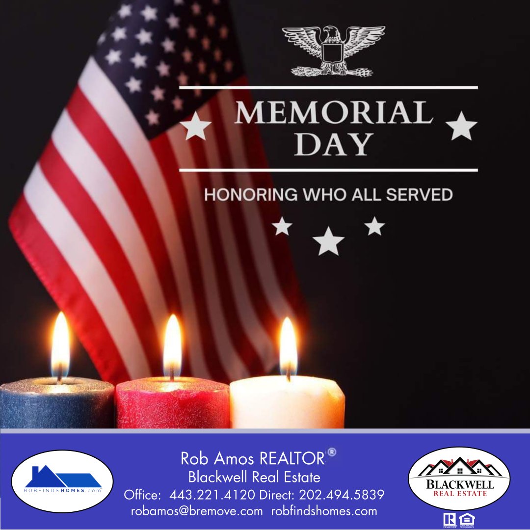 On this Memorial Day, we pause to reflect on the profound sacrifices made by our fallen heroes.

#robfindshomes #BRE #BlackwellRealEstate #Realtor #MemorialDay #HonorTheFallen #RememberAndHonor #ServiceAndSacrifice