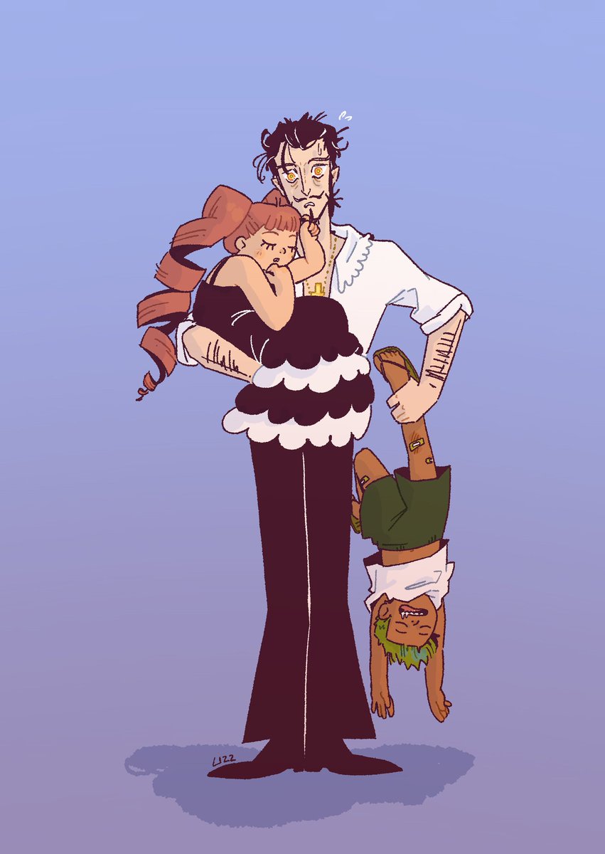 Burnt out mihawk and his sleepy kids 🦇