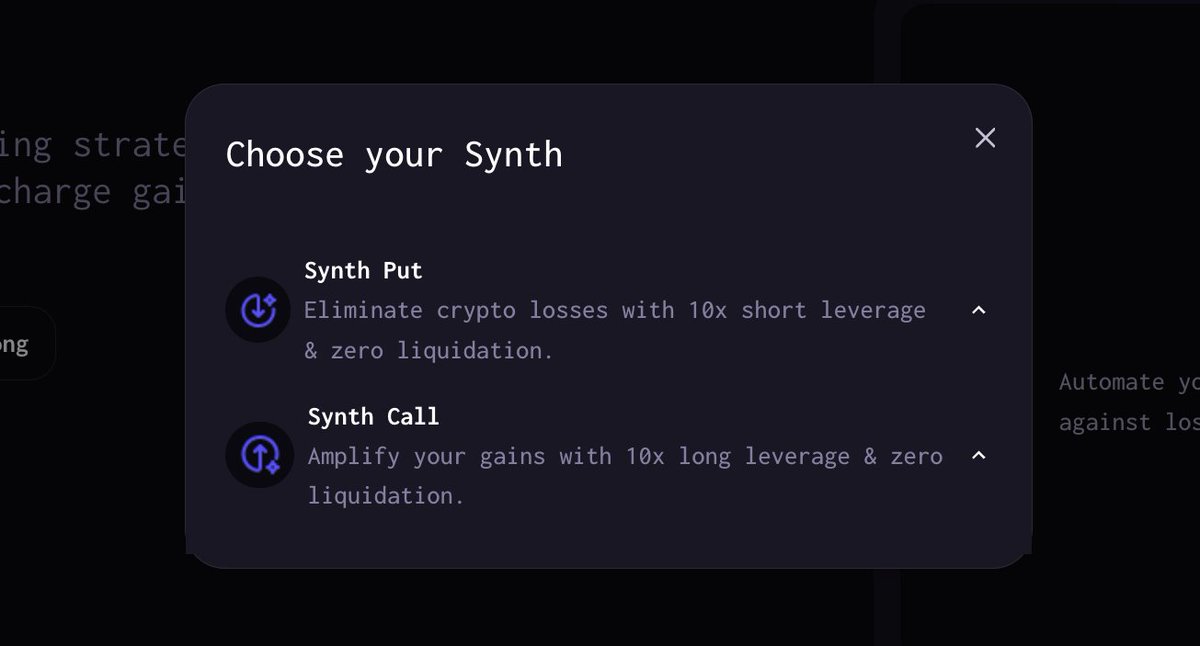 UmojaProtocol's tweet image. Our Synths are: 

🔂 automated trading strategies that
✅ help you minimize losses and 
⚡️ supercharge your gains

We currently have 2 types of Synths (there&apos;ll be many more 👀):

1) Synth Puts = you can hedge your losses to avoid stupid amounts of liquidations

2) Synth Calls =…