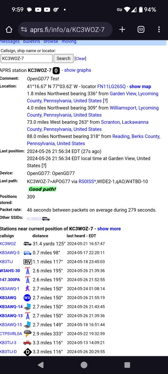 Pretty proud of myself <a href="/ARISS_Intl/">ARISS - Amateur Radio on the ISS</a>. I was able to work the ISS digipeter with a Retevis RT3S with it's stock factory antenna and openGD77. Now to send out a QSL card.