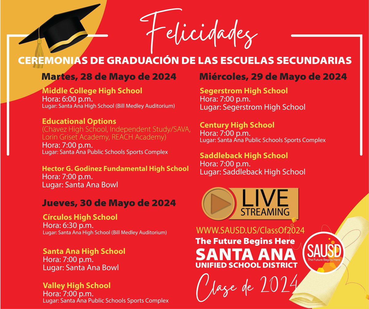 🎓🎉Graduation season has officially arrived! Visit sausd.us/classof2024 to find our ceremony schedule & other details. Reminder: Admission tickets are required for in-person attendance & and all ceremonies will be live streamed. #WeAreSAUSD #SAUSDClassof2024