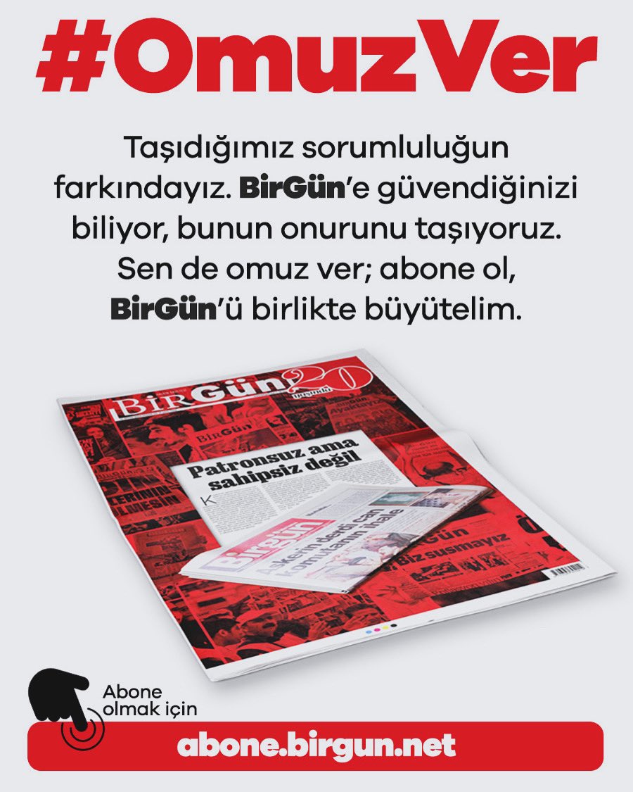 Demokrasi için özgür basın vazgeçilmez bir gerekliliktir. Birgün Gazetesi'ne abone ol, abone bul.