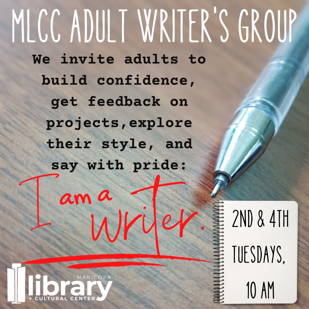 maricopalibrary's tweet photo. Writer's Group and the VERY popular Toddler Time start tomorrow morning at 10:00 am. Get your ticket at the circulation desk for TT sessions @ 10:00 or 10:30 &amp; register for Writer's @ https://t.co/zHEH3cZsOu  We'll see you soon! #mlcc #azlibraries #toddler #author https://t.co/hpmKUqXTaZ