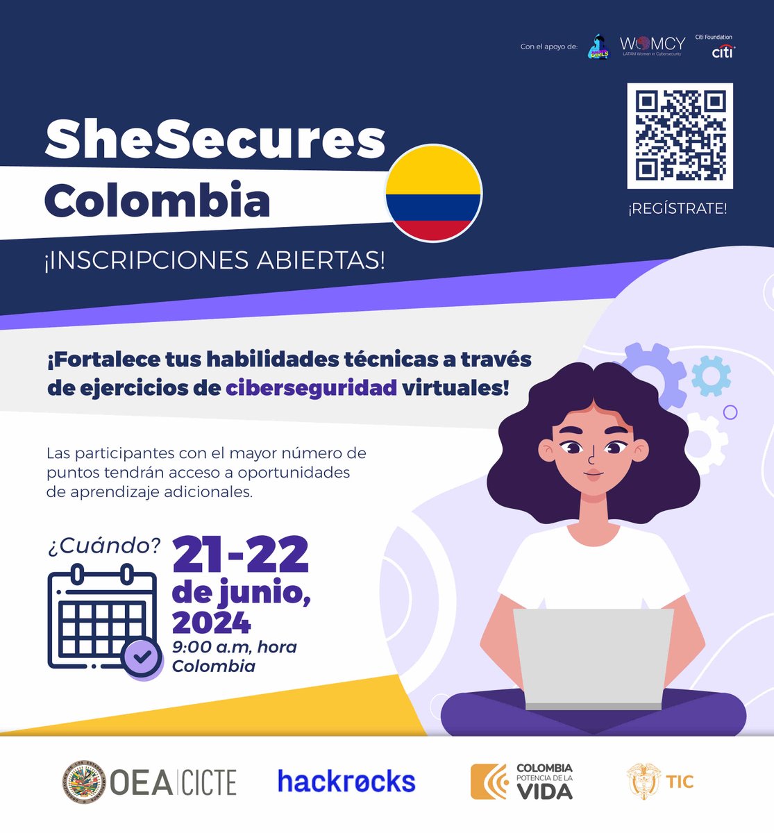 Ministerio_TIC's tweet photo. ¡Llegó tu oportunidad de brillar en ciberseguridad! Únete a SheSecures 2024 y enfrenta desafíos técnicos reales. 🌟 Demuestra tus habilidades y gana premios increíbles. Inscríbete hasta el 16 de junio en: https://t.co/L8LZp789iS   #HackerGirlsTeam #OEA #Hackrocks https://t.co/9VsFUaoMJ4