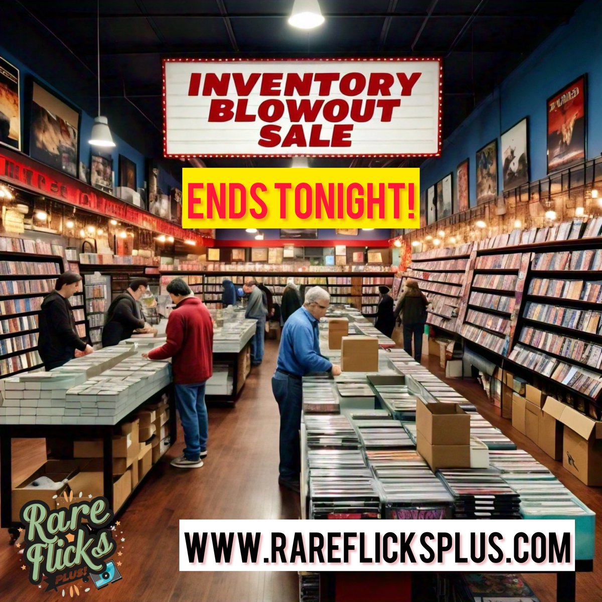 Inventory Blowout Sale!! Ends tonight, May 27th at 11:30PM EST,  50% off almost all items on our website! 

rareflicksplus.com

#DVD #DVDs #PhysicalMedia #VHS #VHSTapes #VideoStore #htf #rare #Bluray #Blurays #BluRayStore #blowout #sale #50percentoff  #discountdvds #retro