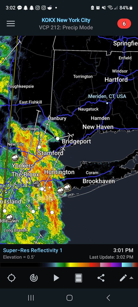 Area of showers and embedded thunderstorms moving into SW CT. Intensification might occur. #ctwx