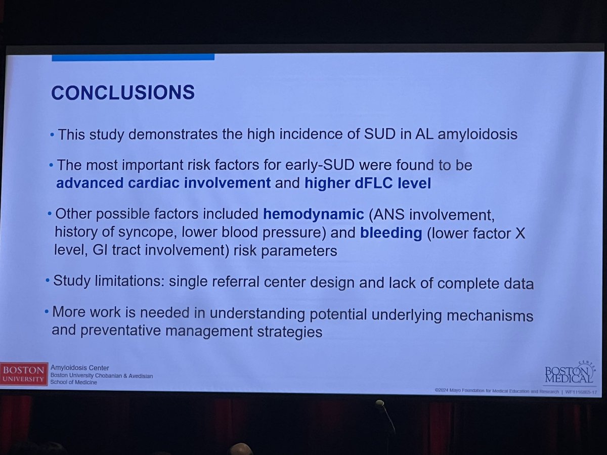 Yevgeniy Brailovsky DO MSc FACC (@yevgeniybr) on Twitter photo In patients withAL 23% of deaths are classified as “sudden unexplained deaths” at <a href="/BU_Amyloidosis/">BU Amyloidosis Center</a>. These patients tend to have
⬆️🫀involvement
⬆️ GI involvement
⬆️ autonomic dysfunction
⬆️ dFLC
Thought provoking, can we prevent this?
<a href="/ISA_Amyloidosis/">The International Society Of Amyloidosis</a> #ISA2024 <a href="/vsanchorawala/">Vaishali Sanchorawala</a> In patients withAL 23% of deaths are classified as “sudden unexplained deaths” at <a href="/BU_Amyloidosis/">BU Amyloidosis Center</a>. These patients tend to have
⬆️🫀involvement
⬆️ GI involvement
⬆️ autonomic dysfunction
⬆️ dFLC
Thought provoking, can we prevent this?
<a href="/ISA_Amyloidosis/">The International Society Of Amyloidosis</a> #ISA2024 <a href="/vsanchorawala/">Vaishali Sanchorawala</a>