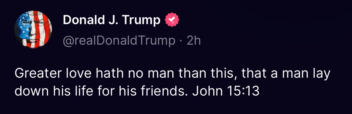 Trump just quoted The Gospel of John on Truth Social