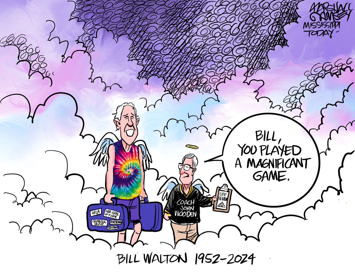 #BillWalton’s death means that the world is a far less interesting place. Figured I would have Coach Wooden breaking down Bill’s life. #RIPBigRed #RIP